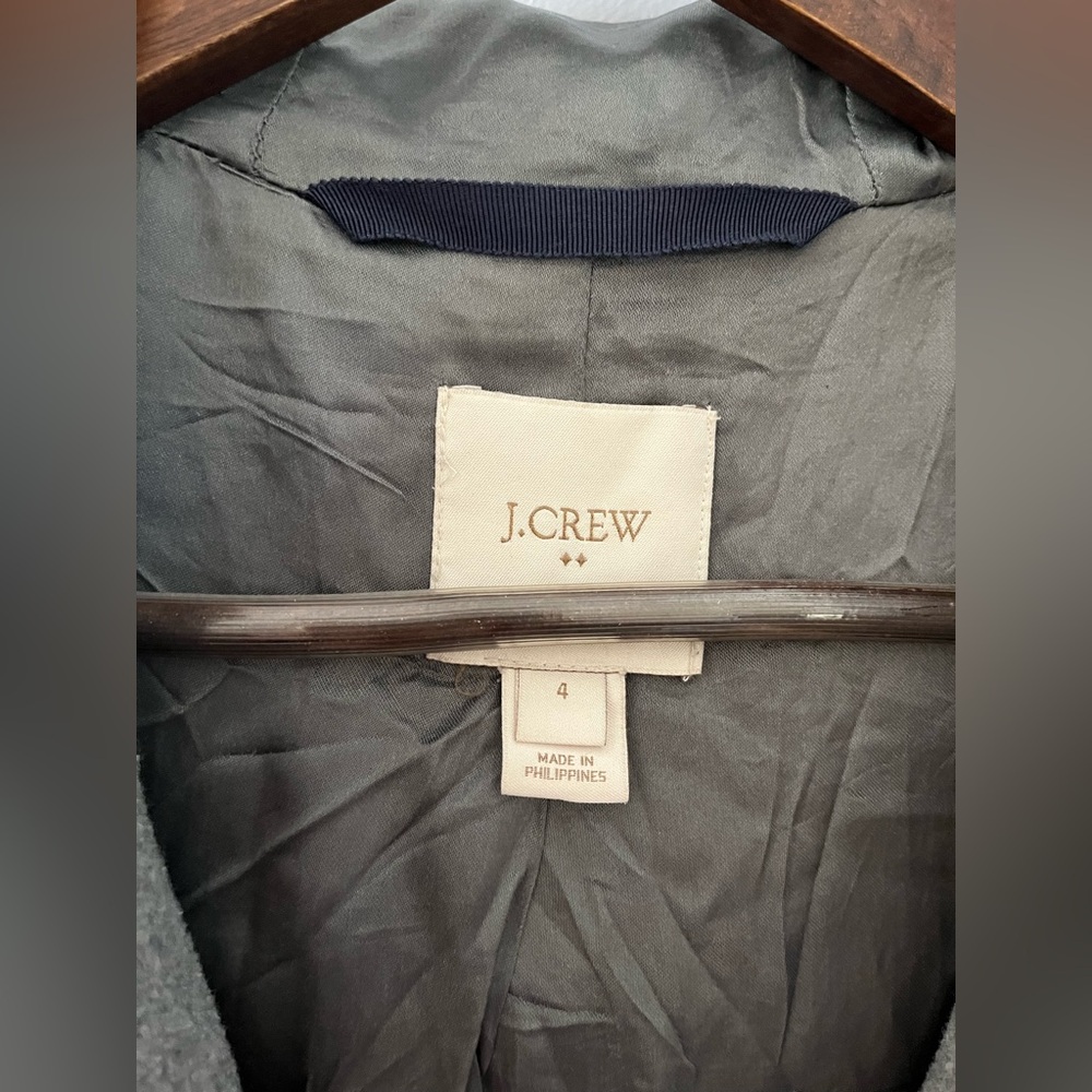 J. Crew Women's Gray Pea Coat with Hood - Picture 4 of 12